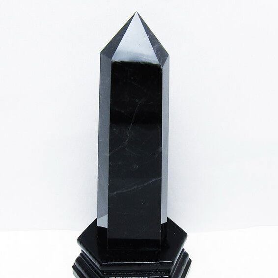 モリオン 黒水晶 六角柱 台座付属 一点物 152-4040