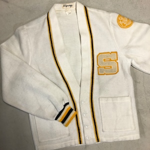 1960s BUTWIN WHITE PILE WAPPEN CARDIGAN