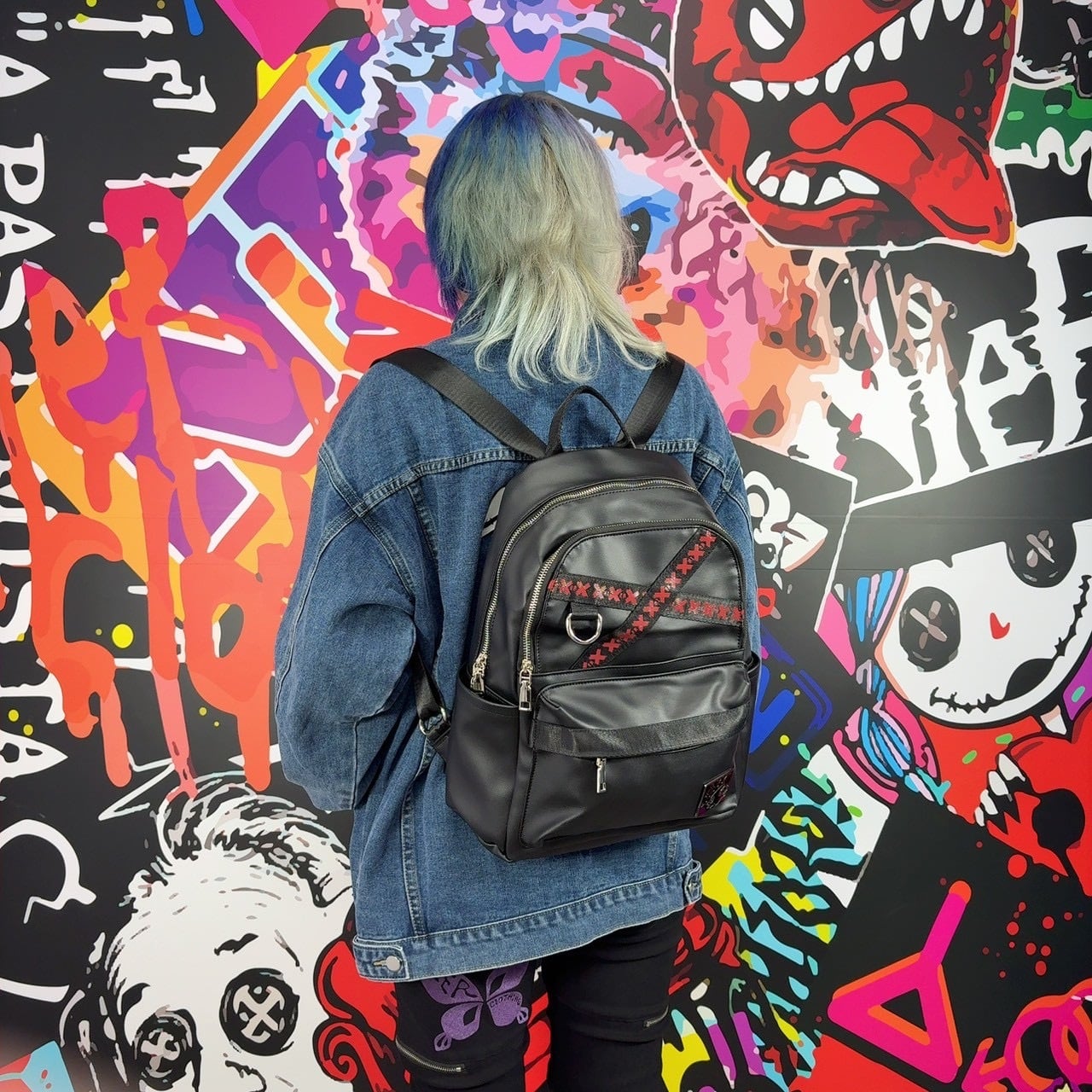 CROSS LINE PU LEATHER BACKPACK | NIER CLOTHING