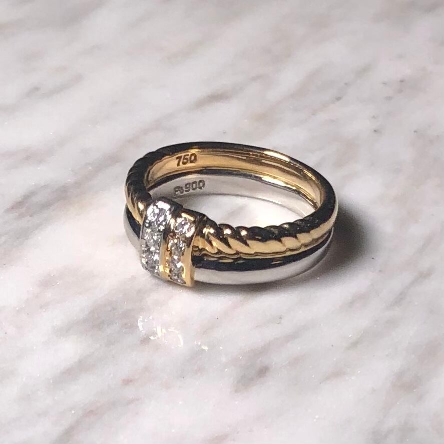 CELINE k18×pt900 band ring set with diamond | NOIR ONLINE