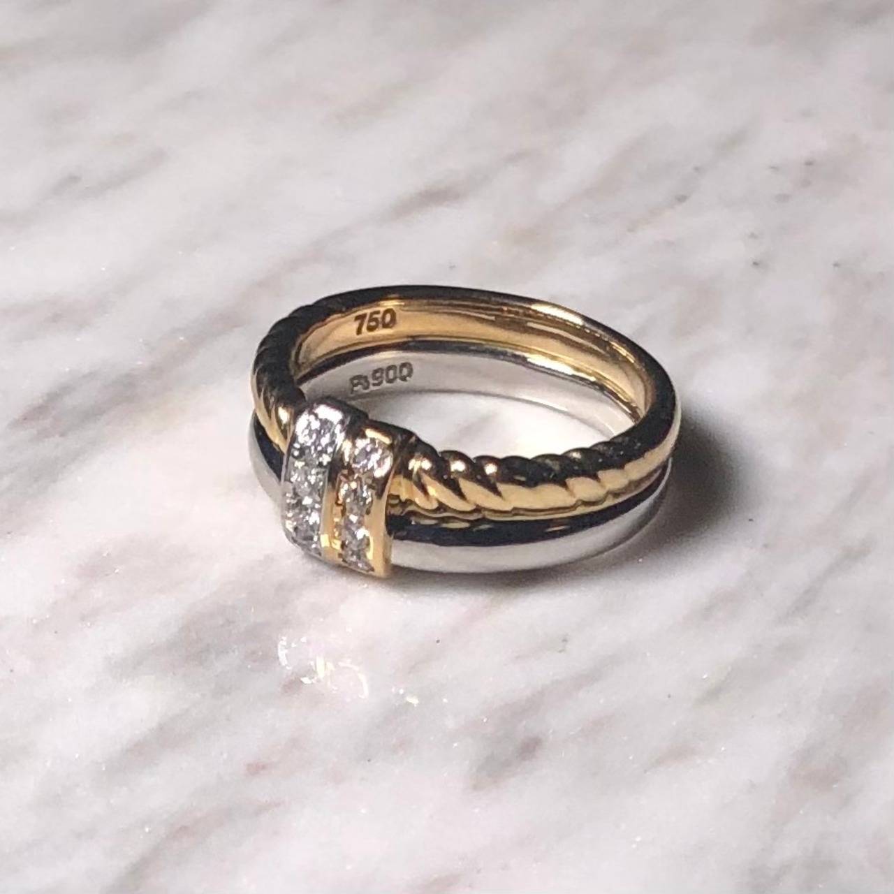 CELINE k18×pt900 band ring set with diamond | NOIR ONLINE