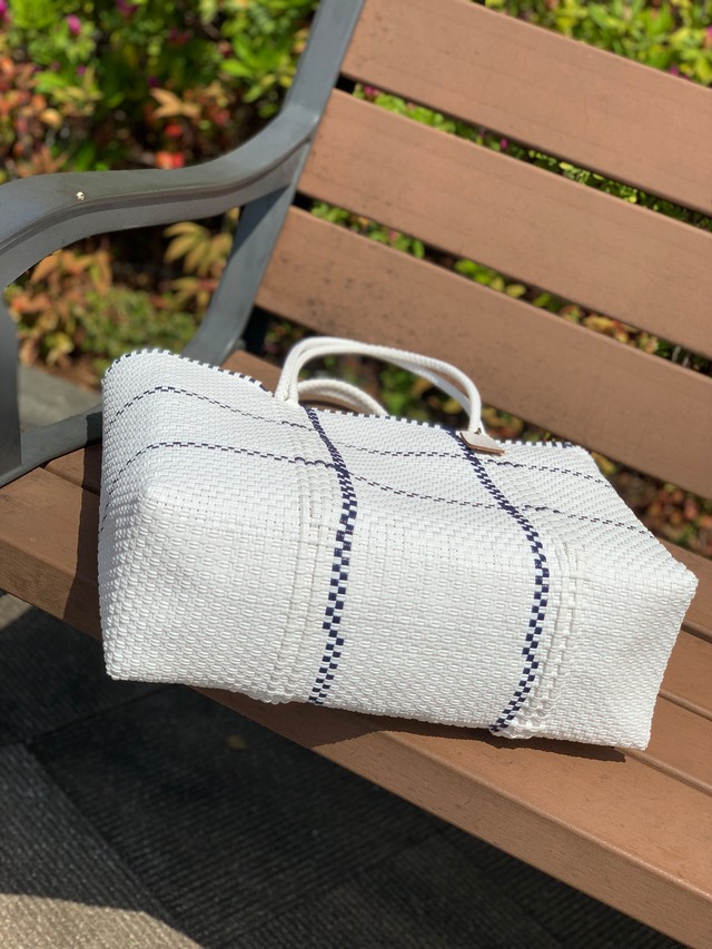 M Mercado Bag (Normal handle) White/Navy