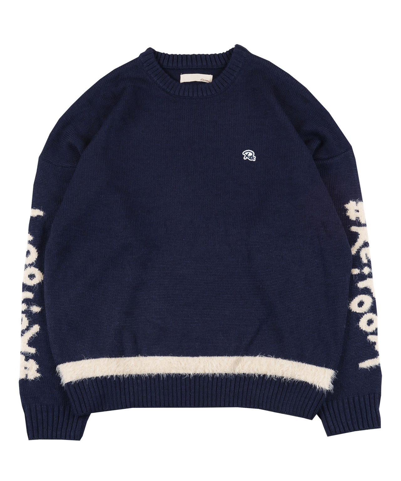 【#Re:room】WOOL SHAGGY ARM LOGO CREW KNIT［REK114］