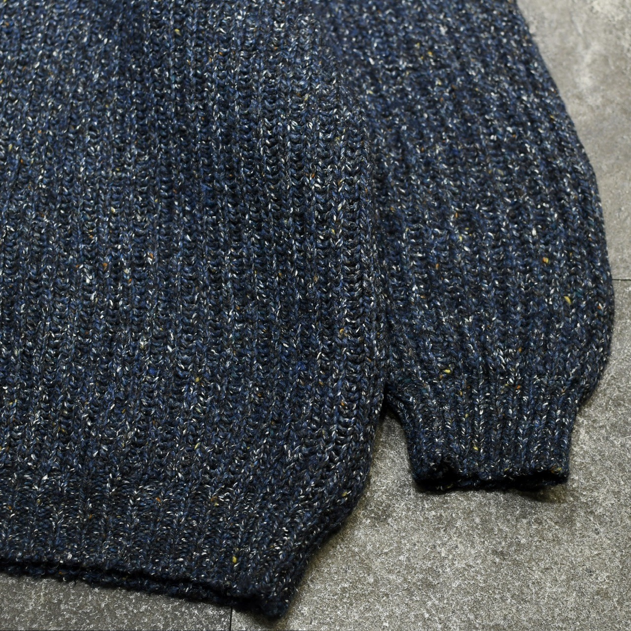 silk blend marble nep raglan sleeve wool knit