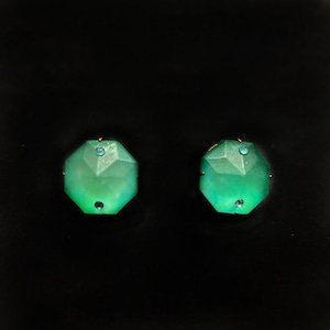 Sea blue pointed glass octagon earrings