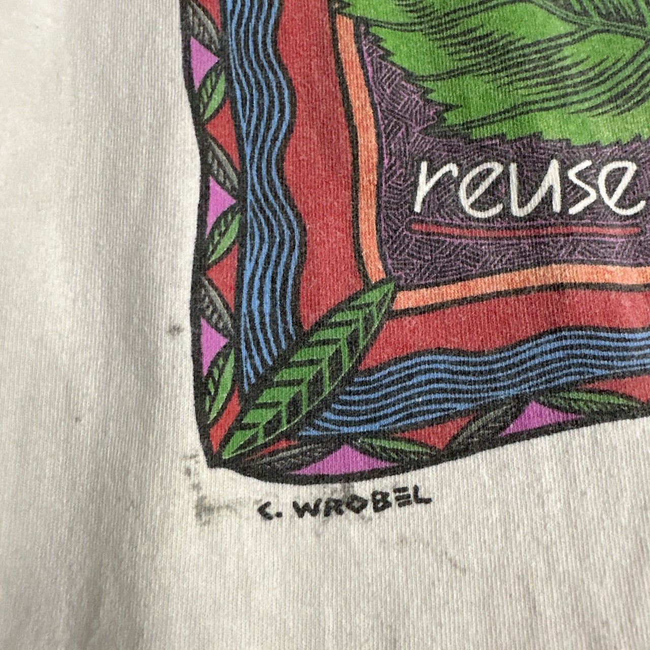 90s USA製 Human-i-Tees シングルステッチ アート ひまわり 半袖 T