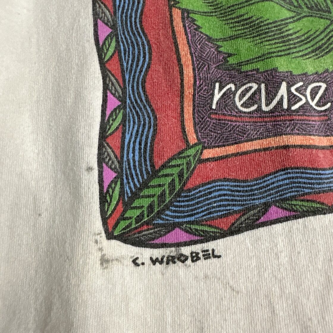90s USA製 Human-i-Tees シングルステッチ アート ひまわり 半袖 T 