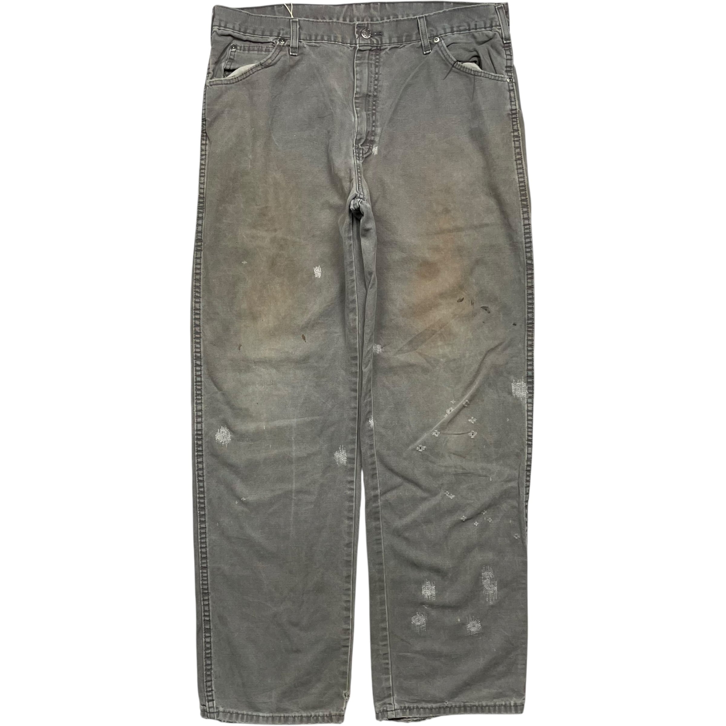 《実寸 W35 L31》 Dickies ディッキーズ ペインターパンツ ワークパンツ フェード ダメージ リペア有 ワンポイントロゴ no.10041
