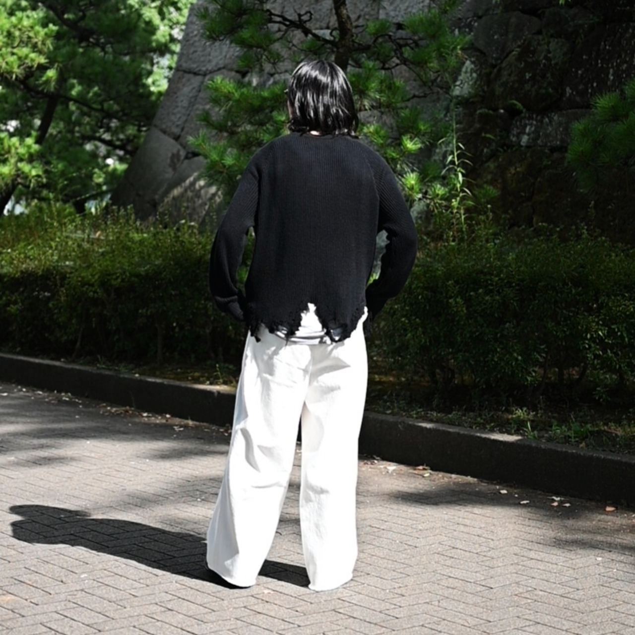 Leh(レー)GANKO別注×damage waffle L/S sweater コーディネート
