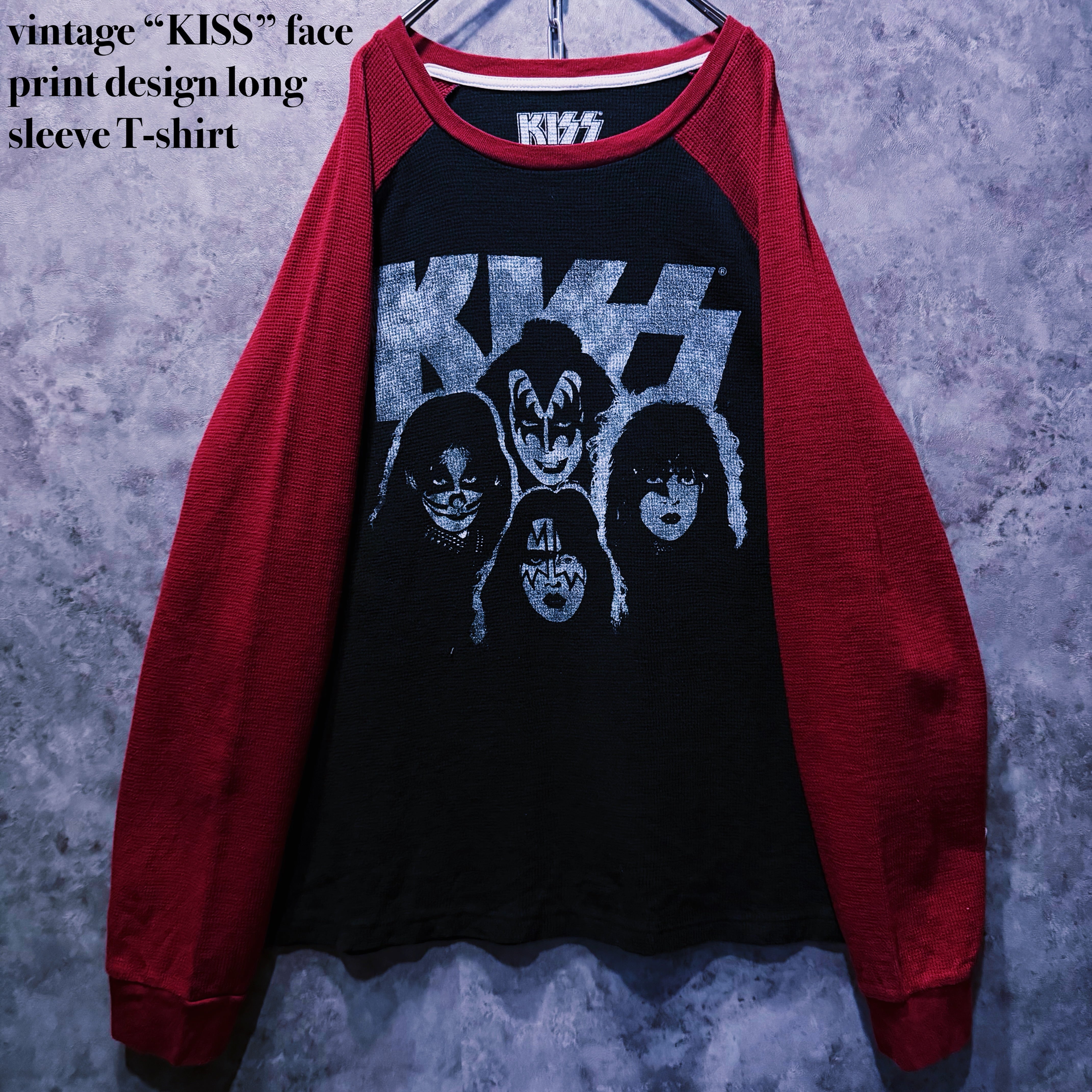 【doppio】vintage “KISS” face print design long sleeve T-shirt