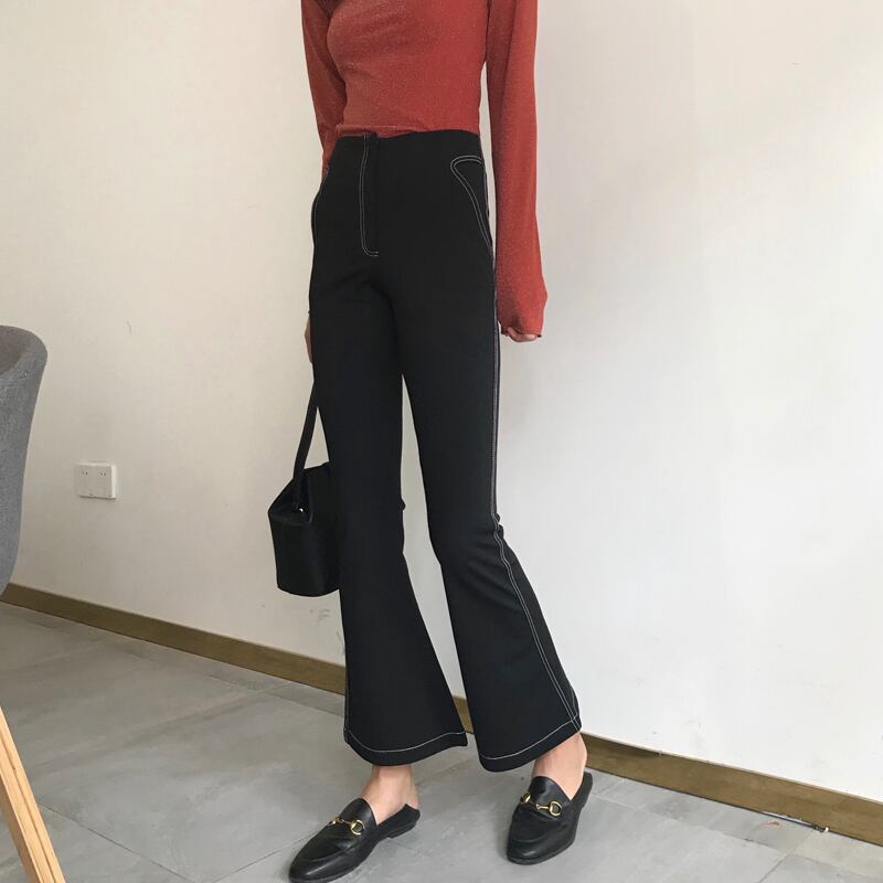 スプリングスタンダードスタイルハイウェストカジュアルパンツ スリムレディース レッド レトロ 春物 YY-ファッション63835459204