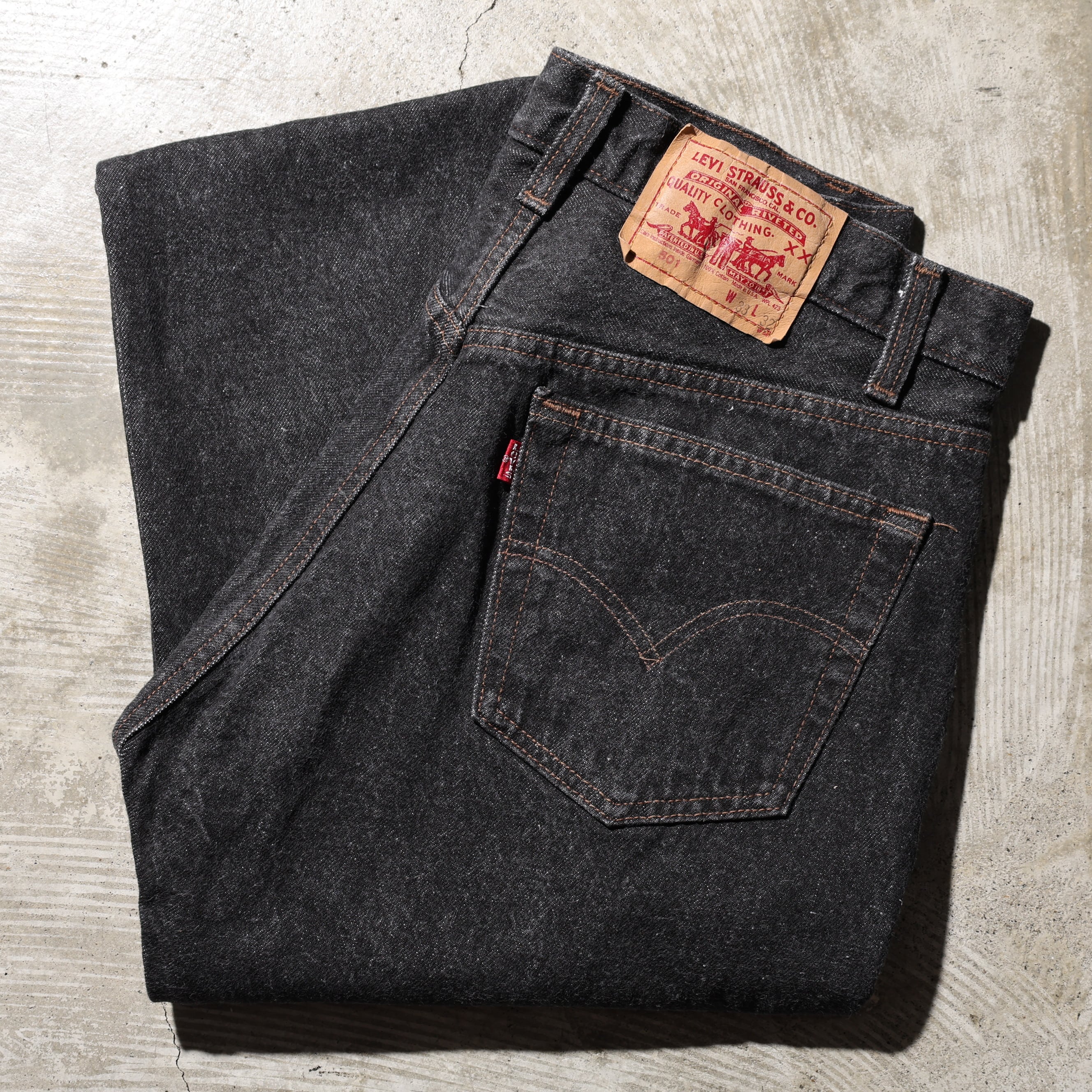 31×30 黒タブ Levi's 550 USA 裾上げ済み サルファーブラック デニム
