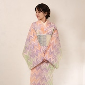 〈Sunset Macaron〉矢羽柄 × ドット〜洗えるきもの(シルジェリー)〜