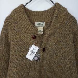 エルエルビーン　ヘンリーネック　ラムウール　ニット　セーター　ボタン　無地　ベージュ　トープ　L