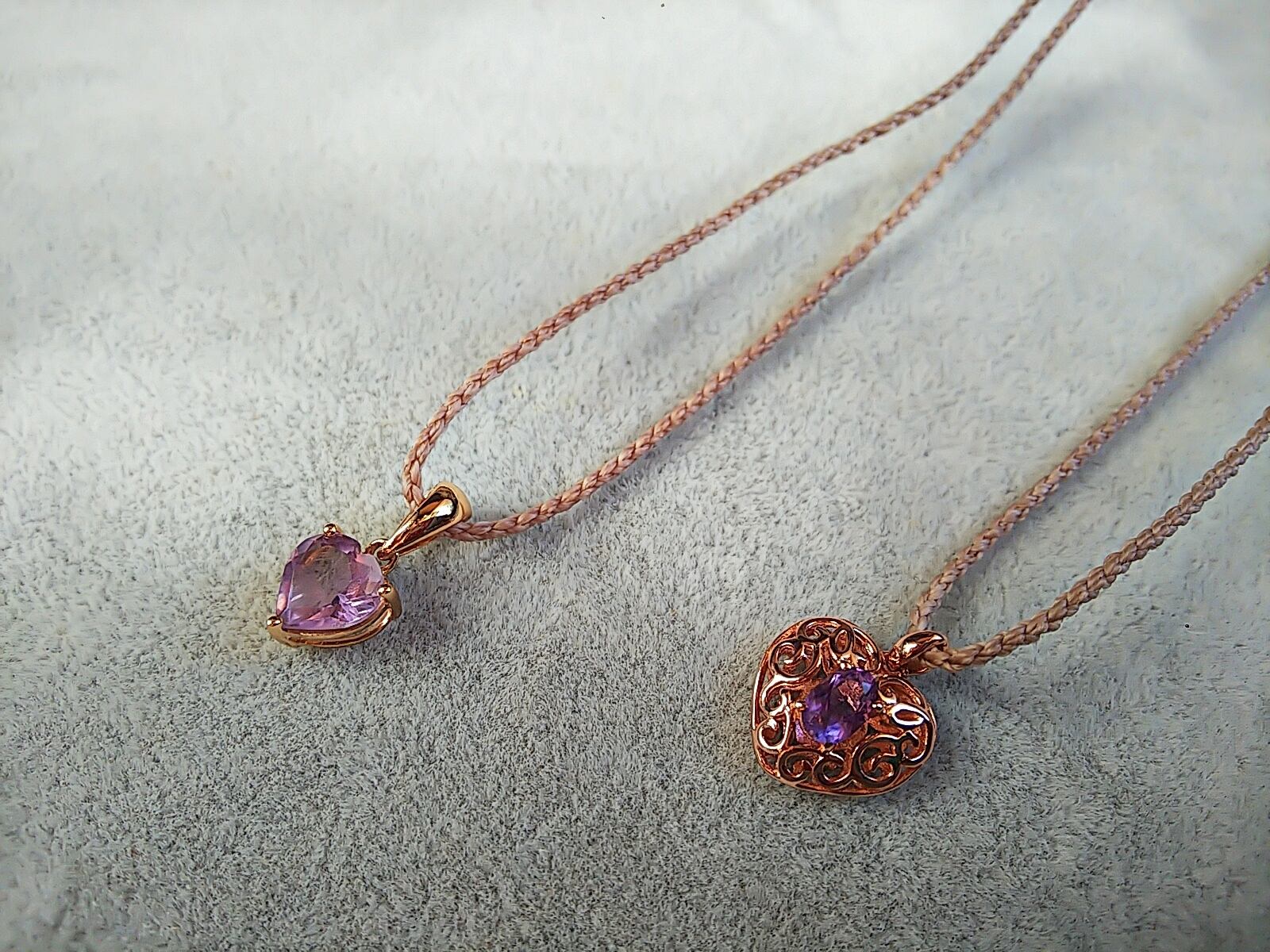 【Small heart 真実の愛を守る】アメジストマクラメネックレス