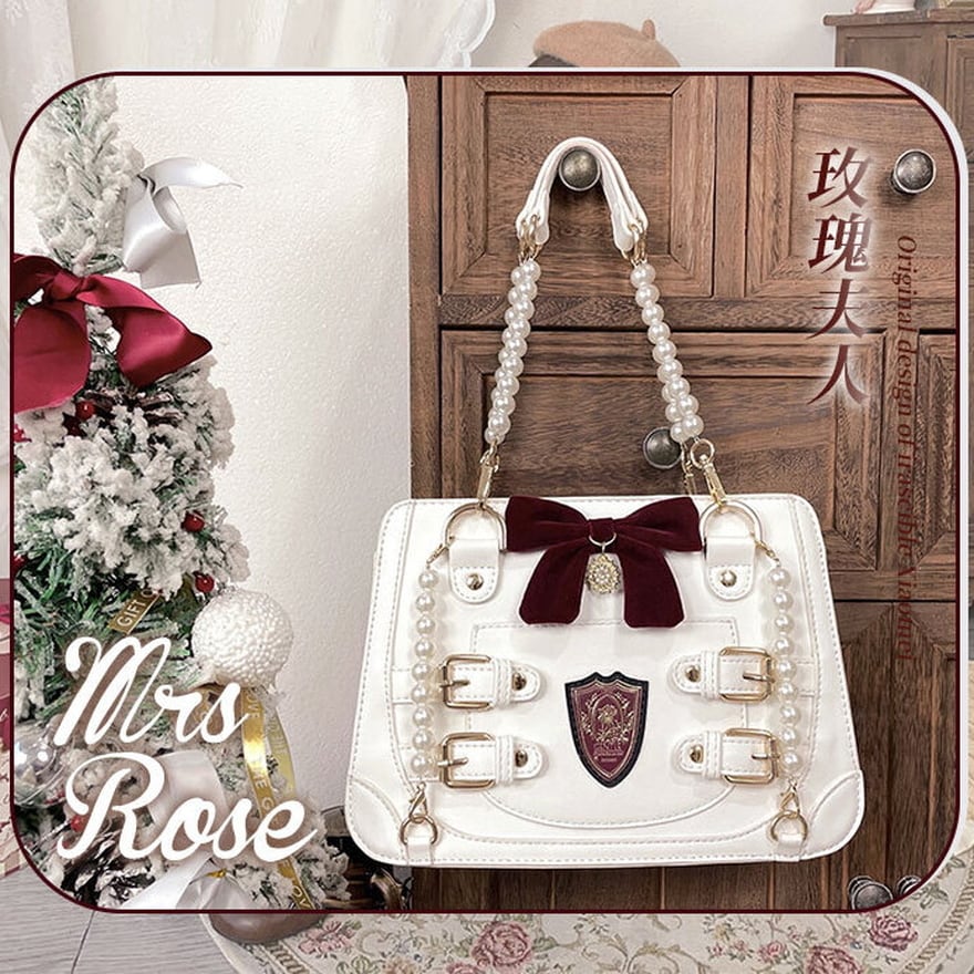 サブカル 服 地雷系 通販 バッグ ショルダーバッグ フェイクパール リボン ガーリー ロリータ