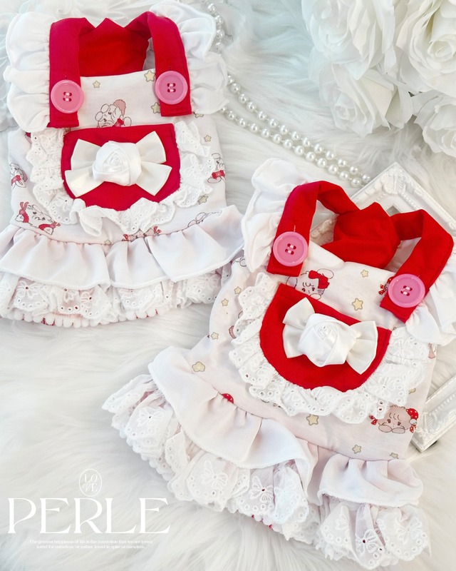 Red frill ribbon pet dress