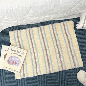 french stripe rug 50*70 / フレンチ ストライプ ラグ フットマット ミニ カーペット ブルー 韓国インテリア雑貨