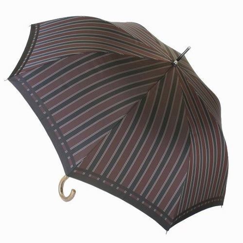 【紳士雨傘】槙田商店　長傘（日本製）ビジネスシーンに寄り添った大人の雨傘　Tie Stripe×Plain wine　mk-03