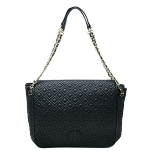 トリーバーチ ロゴ キルティング チェーン ショルダーバッグ ブラック レザー レディース Tory Burch 【中古】