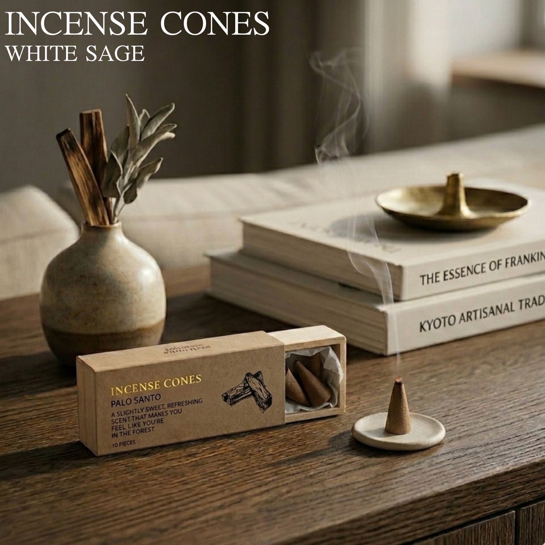 INCENSE CONES - ホワイトセージ -】10個入 1箱 香菜堂 お香 白檀 日本