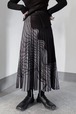 Pleats design bicolor skirt/BLACK
