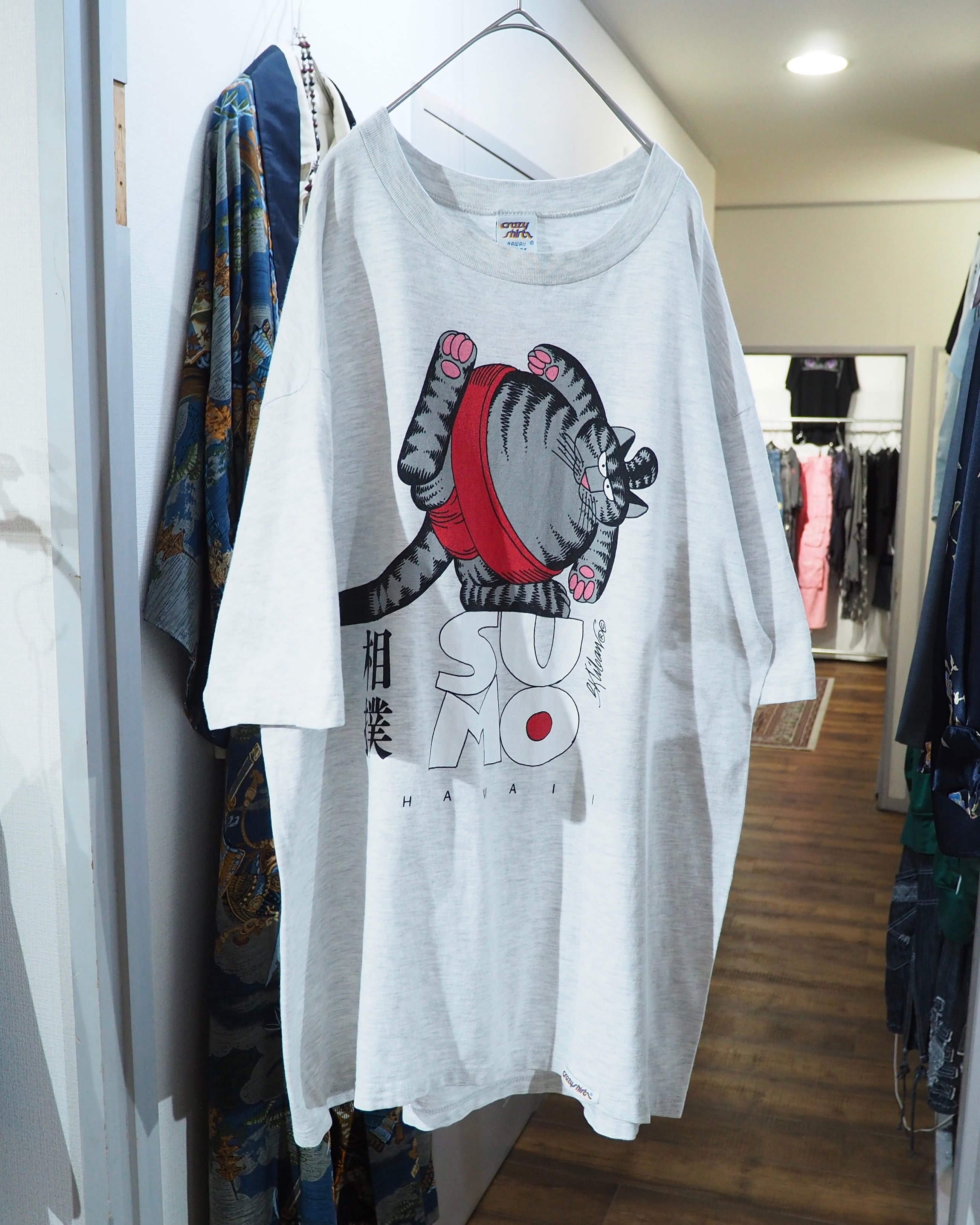 1990s " Made in USA - Kliban Cat " " 相撲 ‐ SUMO " Double-side printed vintage loose Tee