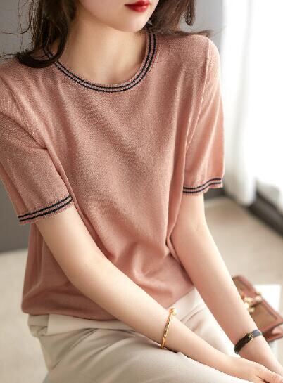 大人気 トップス ニット 夏ファッション 半袖 薄手 レディース