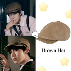 ★ENHYPEN ソヌ 着用!!【BROWN HAT】Newsboy Hunting Cap
