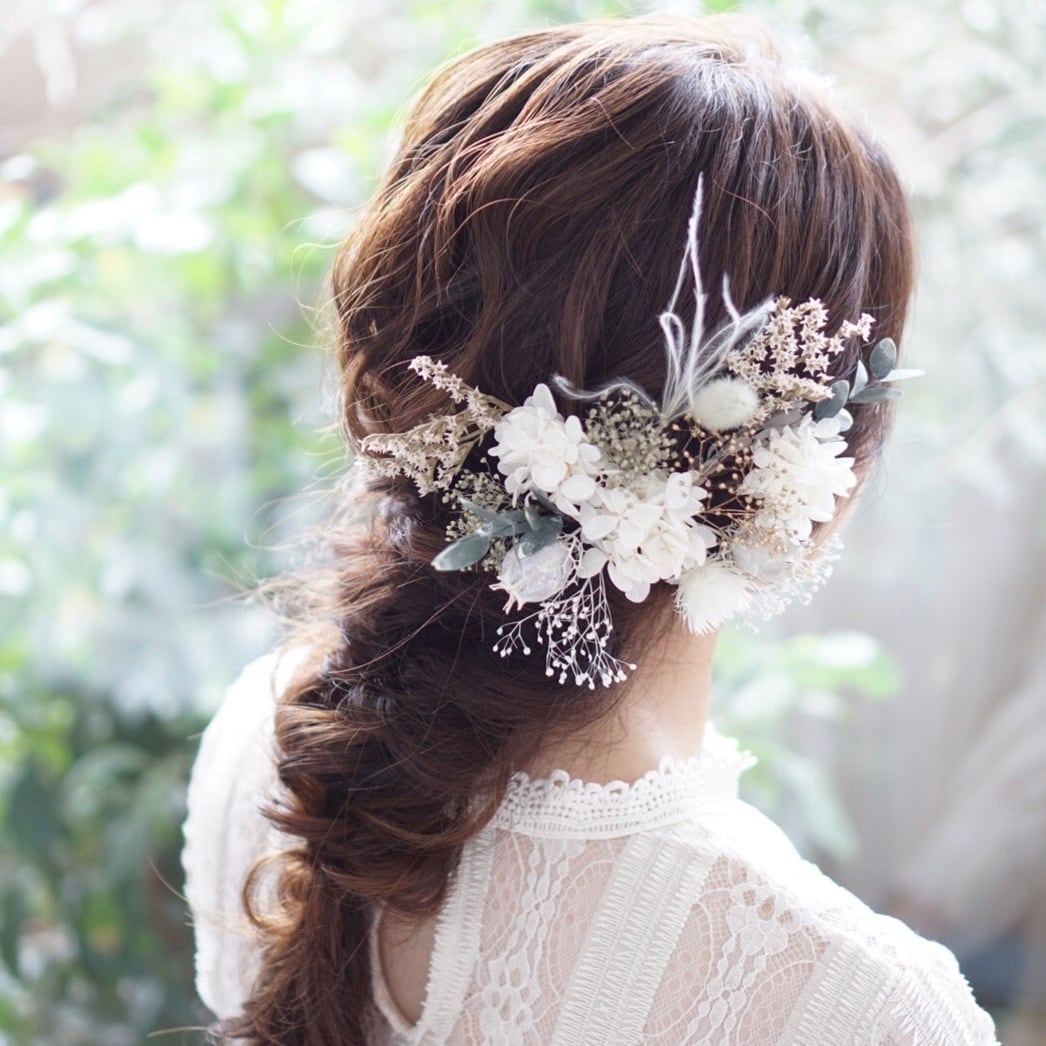 くすみホワイトのヘッドドレス ✲ ウェディング ブライダル 結婚式