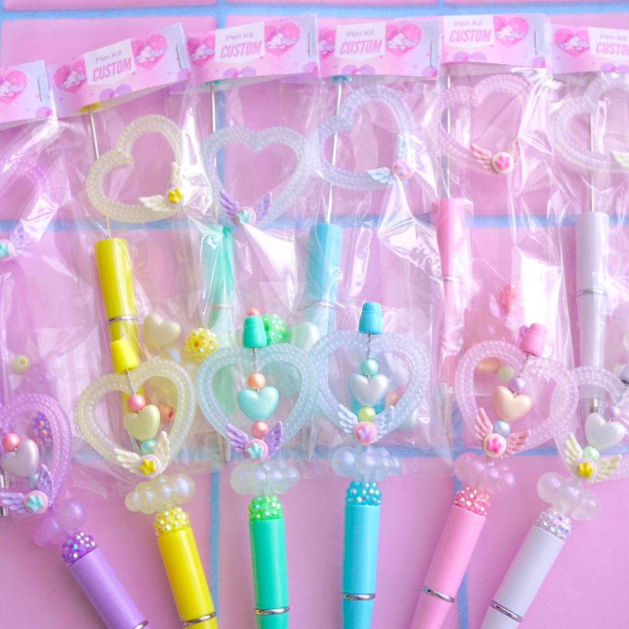 sale‼️N2615 カスタムボールペン 猫ちゃんビーズ 薔薇 ハート