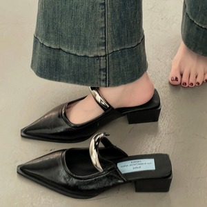 Metal buckle mules in 4 colors S1081