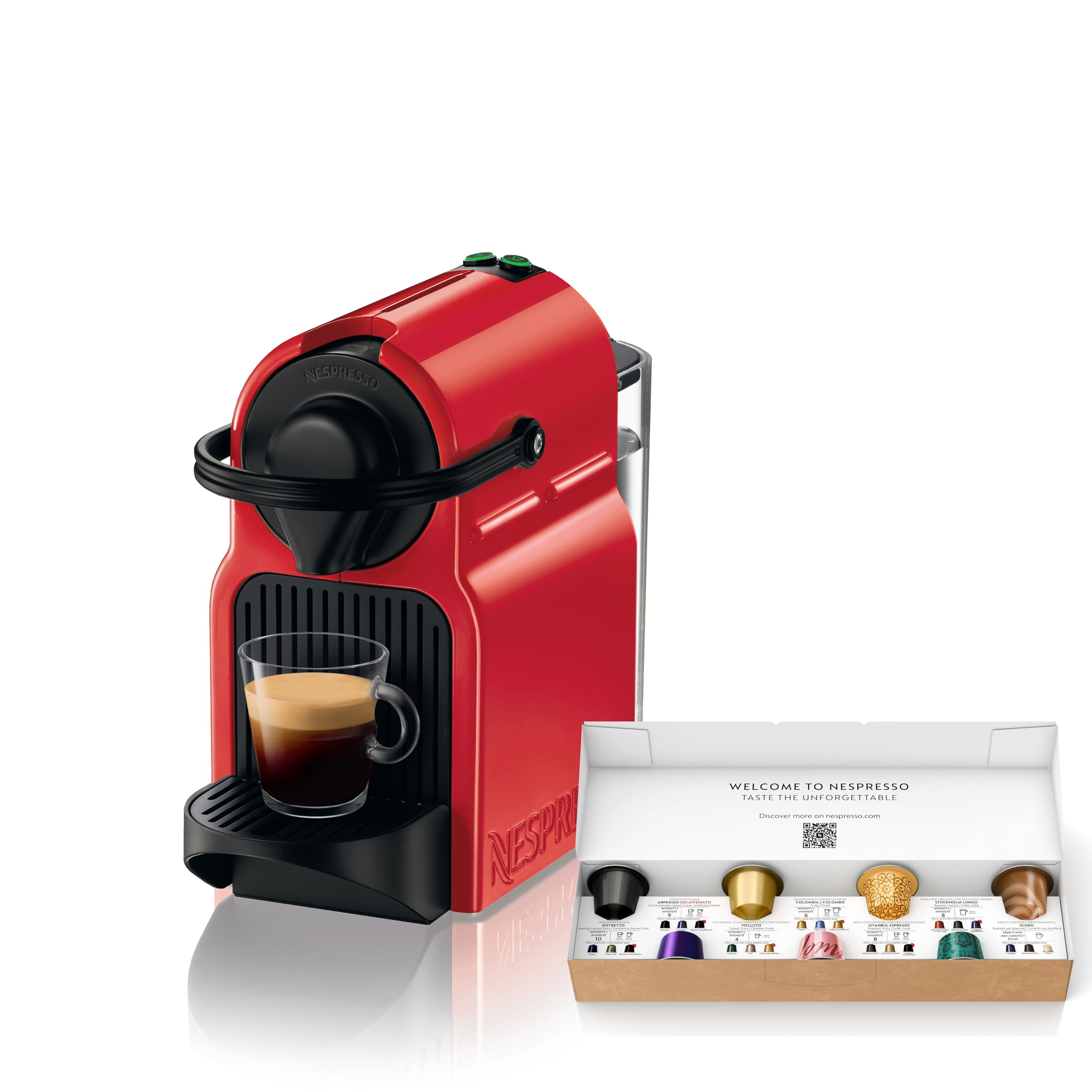赤色 カプセルBOX付きコーヒーメーカー ネスプレッソ カプセル式コーヒーメーカー イニッシア ルビーレッド 水