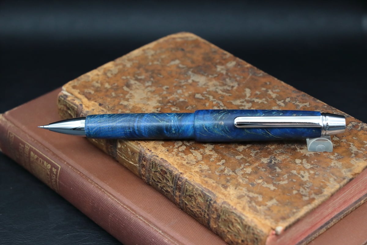 スタビライズドウッド メイプルバール 瘤杢 ネイビーブルー・多機能