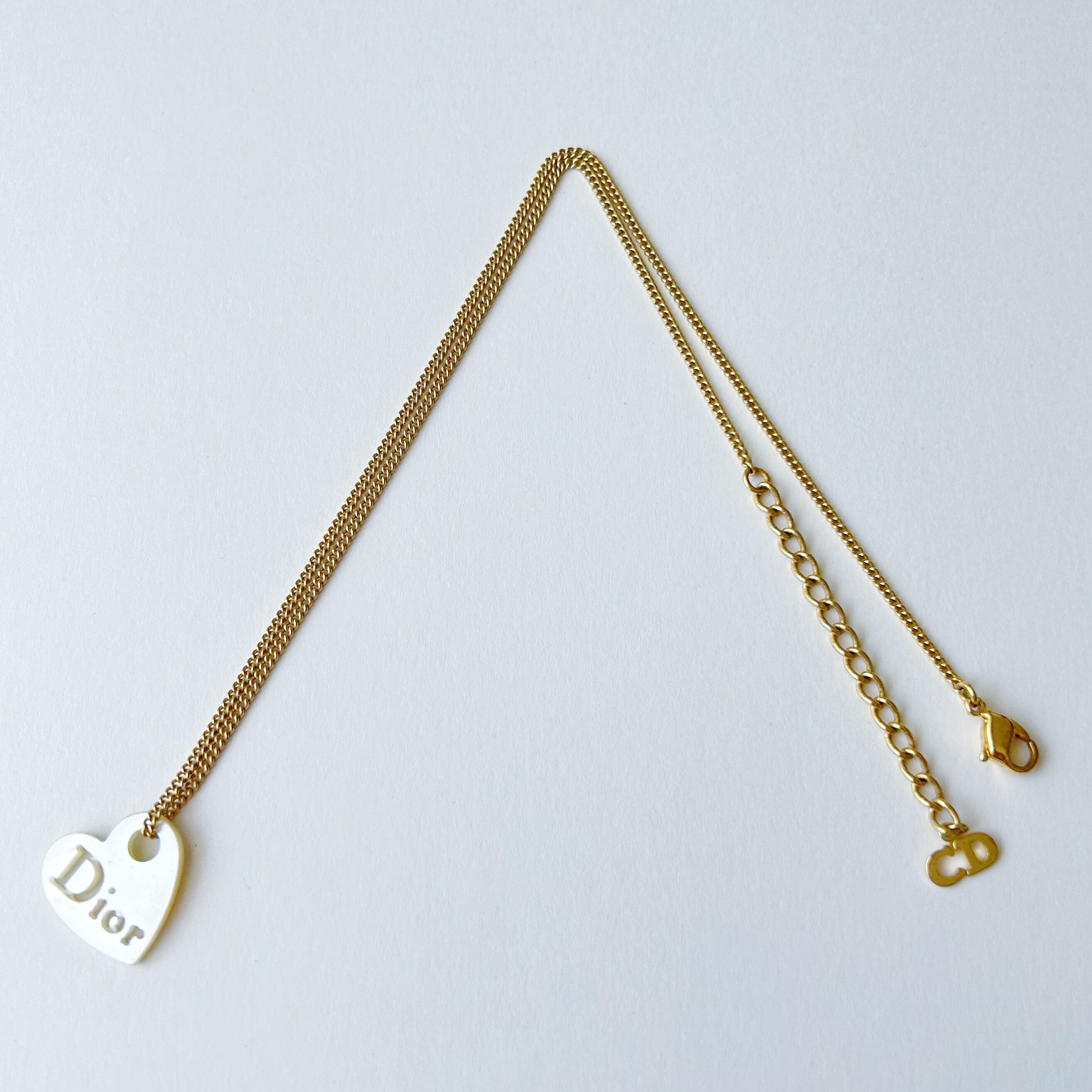 N5326】Christian Dior shell logo heart necklace/クリスチャン