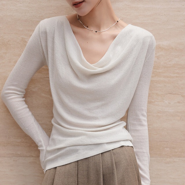 ドレープネック ニット トップス　1col　H11092