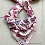 ルイヴィトン　スカーフ 　 LVカレ90 　 アゲハ蝶ピンク  12ACbt1-1