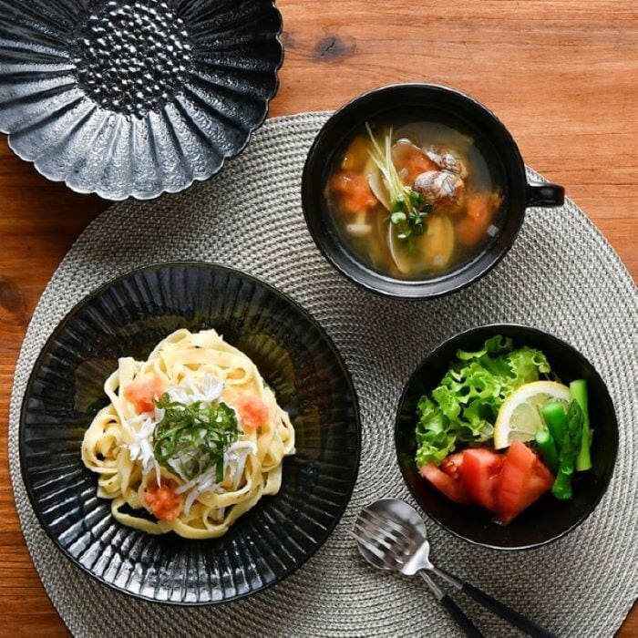 こくようせき】黒曜石鎬彫 18cm鎬彫プレート皿 | 乃利陶窯オンライン