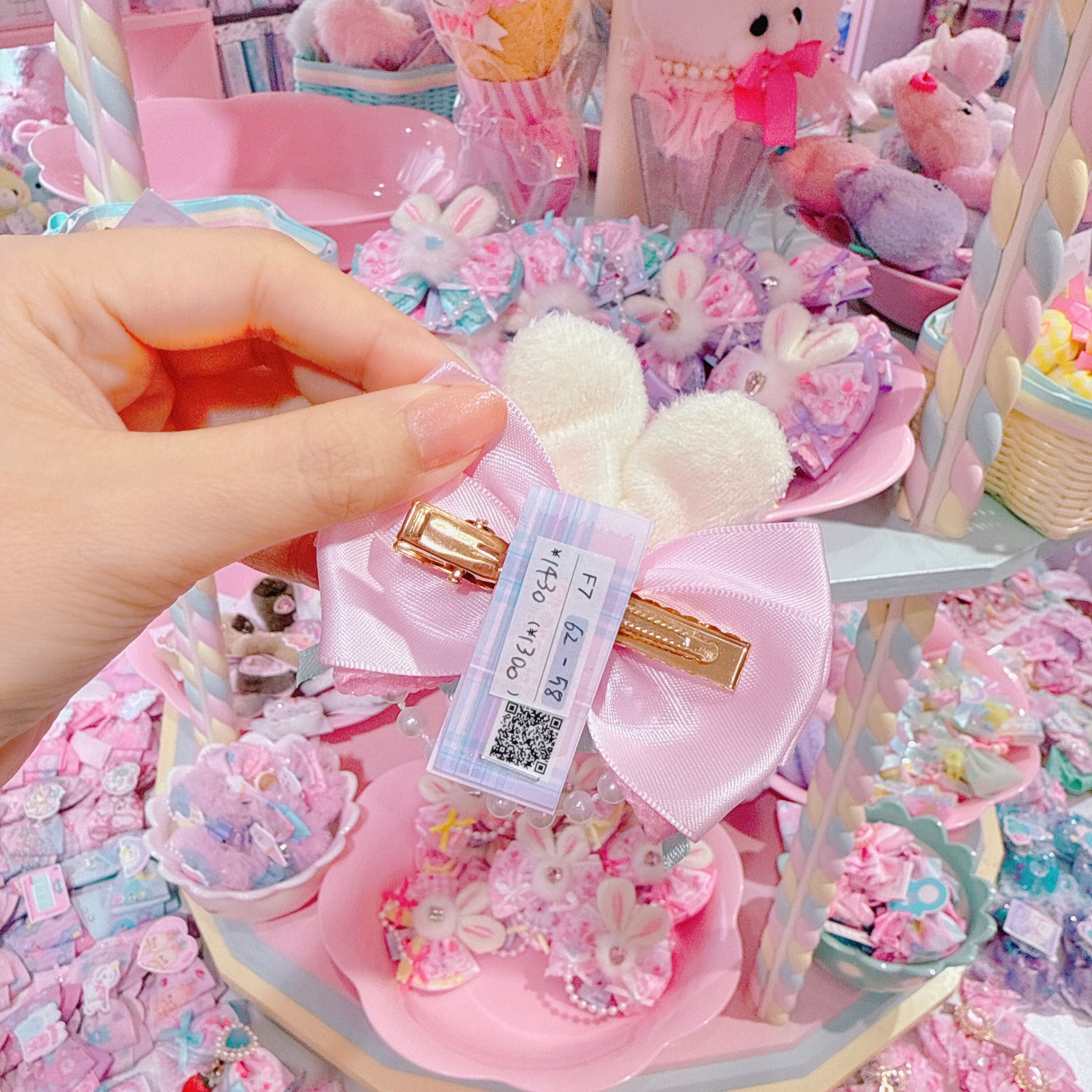 【F7】62-58うさ耳リボンヘアクリップ