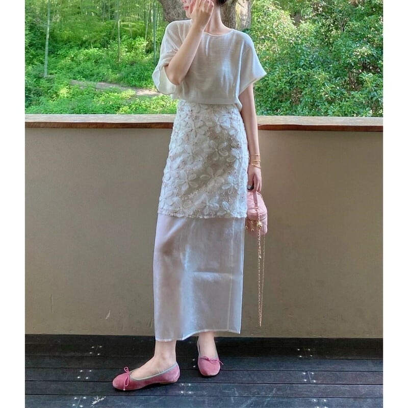 embroidered skirt and tops set 10950