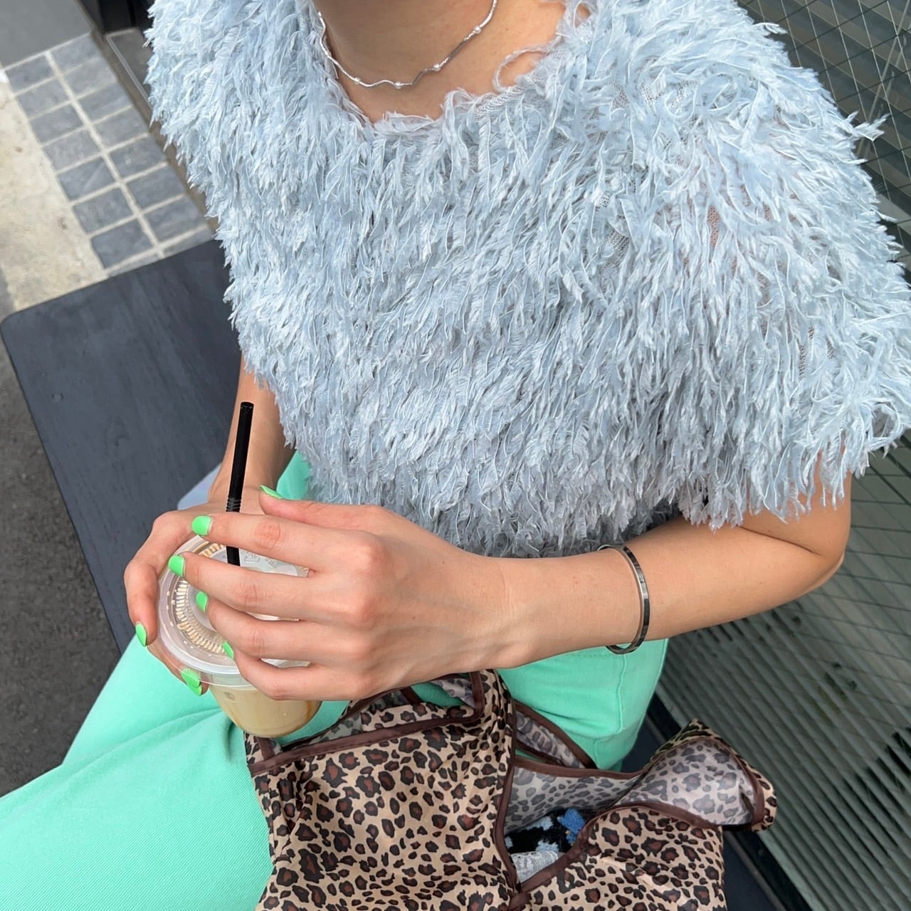 シャギー半袖カーディガン_LN01449