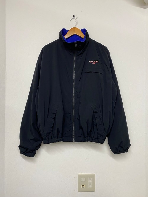 90sPOLOSPORT Nylon Fleece Zip Jacket/L-XL