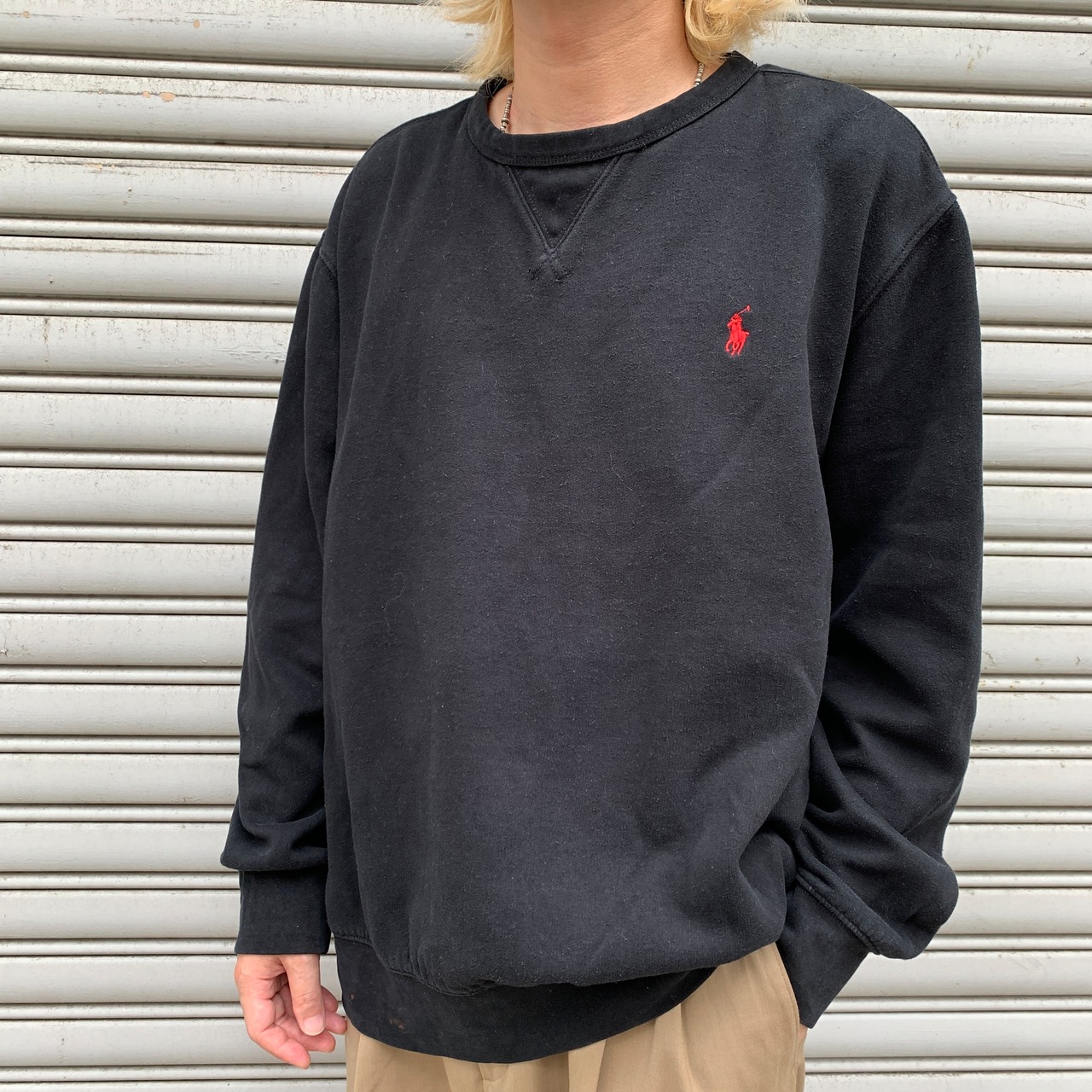 ラルフローレン ワンポイントロゴスウェット 両Vスウェット ブラック XL