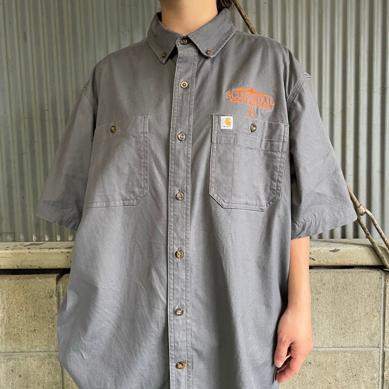 カーハート Carhartt ボタンダウン 半袖 ワークシャツ メンズXL /eaa274511