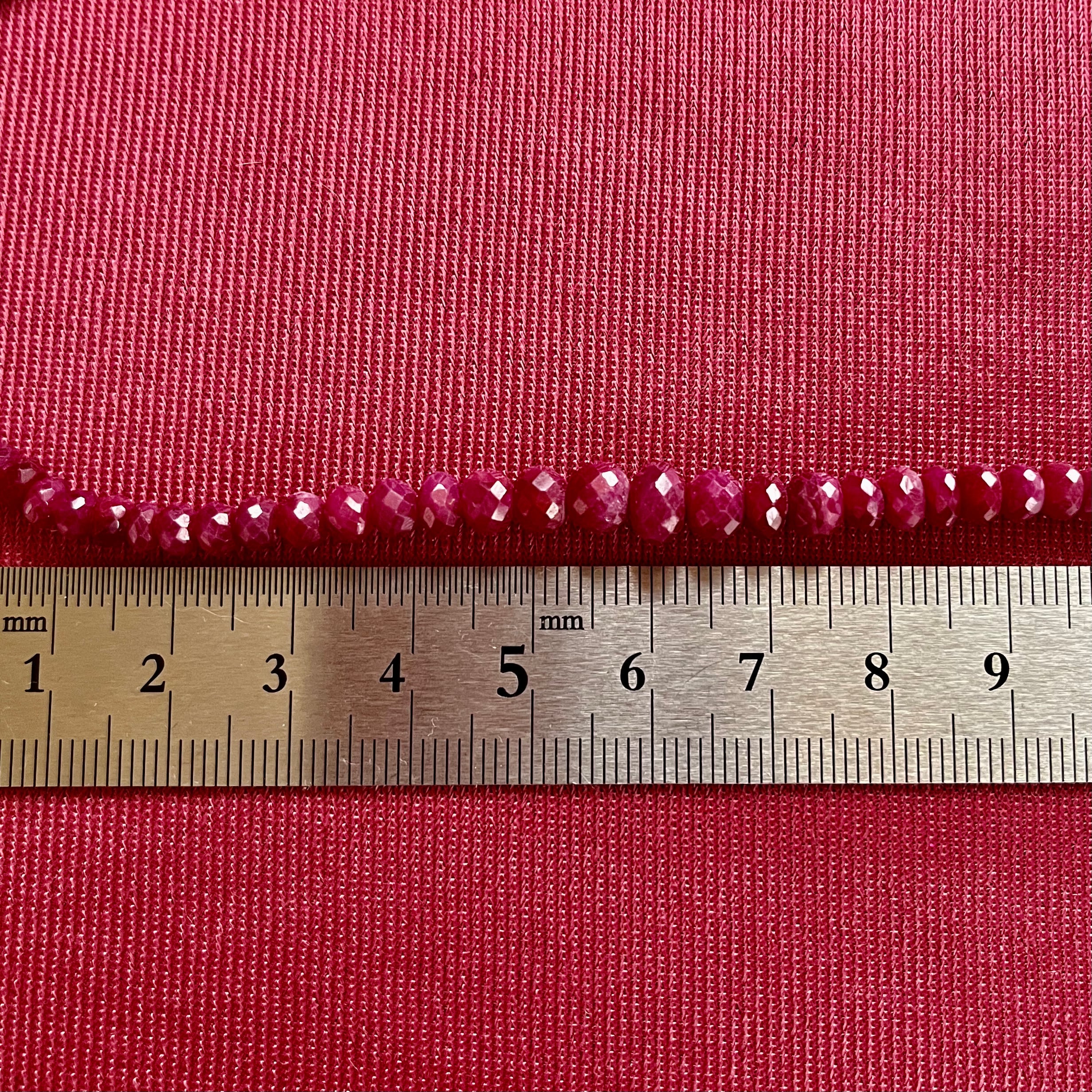 ルビー ファセットカット ビーズネックレス K18 42cm 天然ルビー 一連