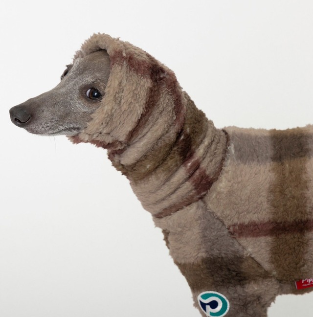 ビッグチェックボアロンパース　beige / イタグレ服