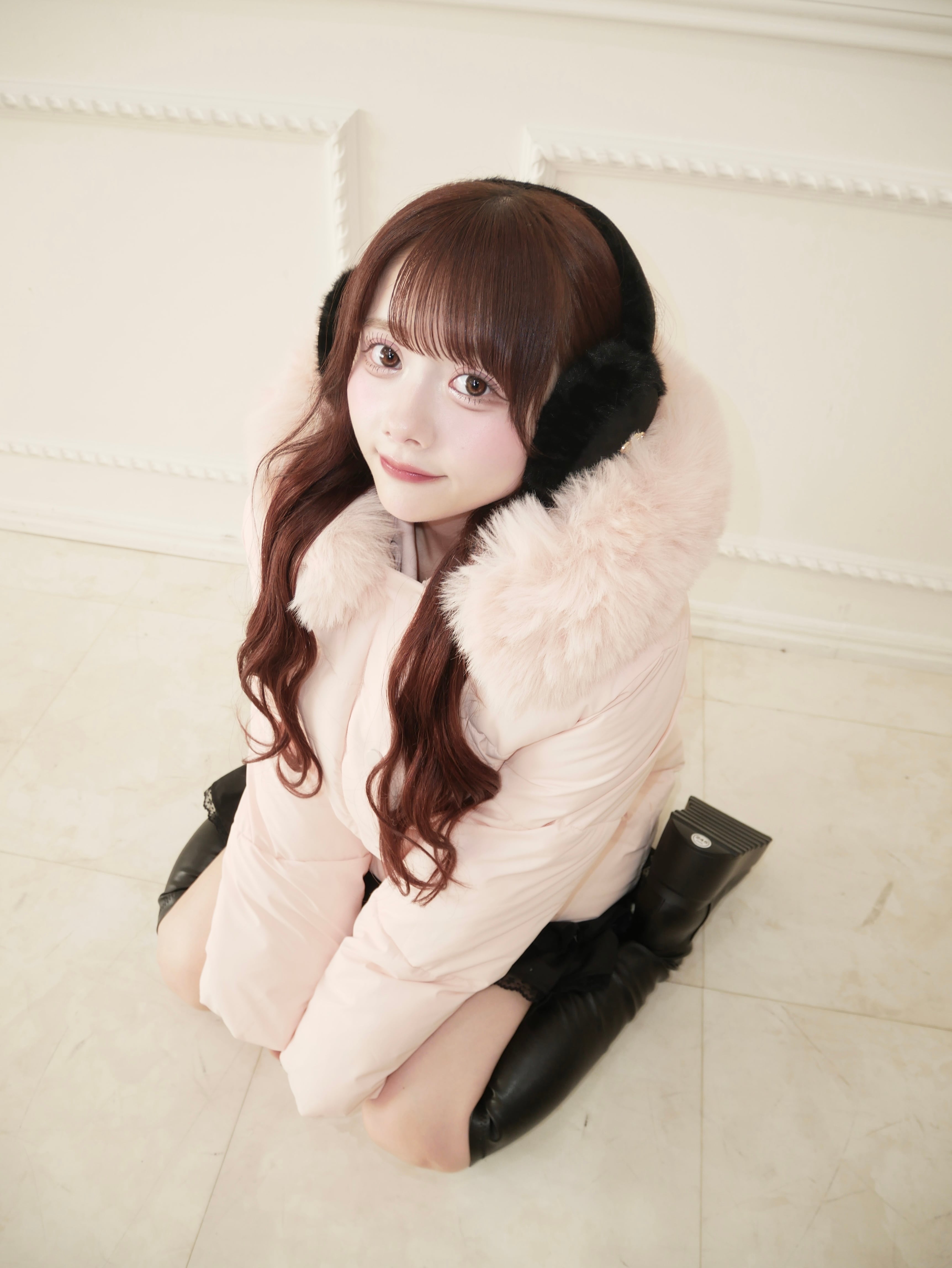 milky pink down jacket
