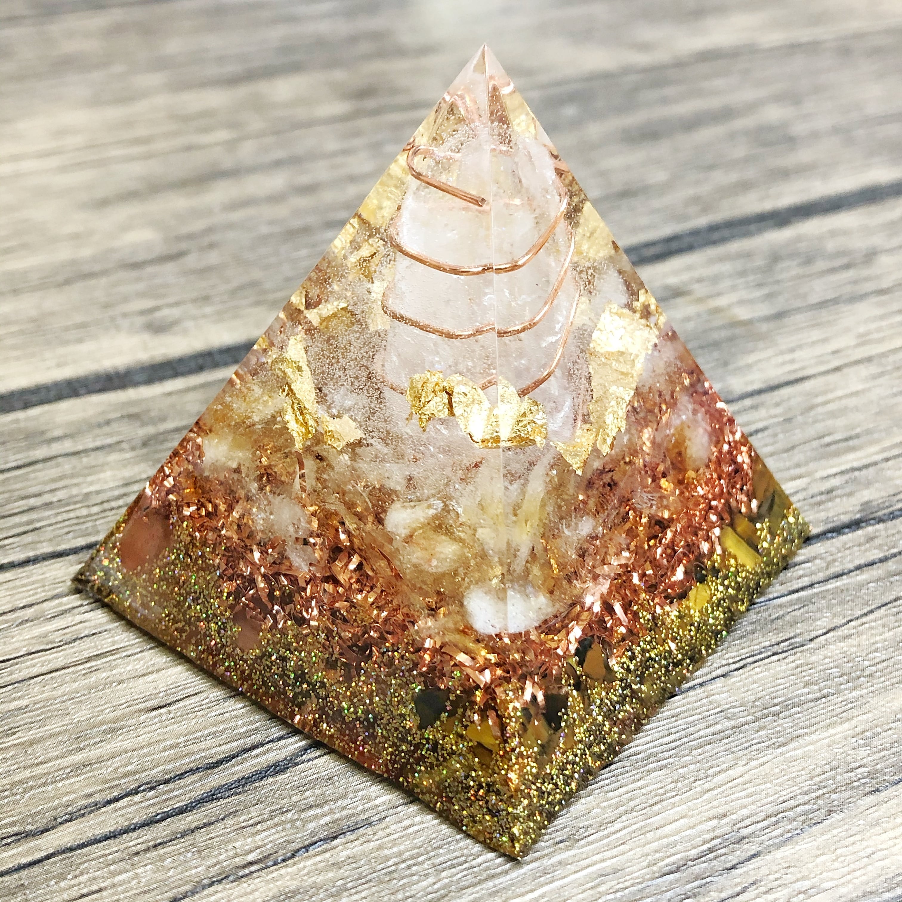 ピラミッド型 大 オルゴナイト シトリン&タイガーアイ&カーネリアン 金運UP