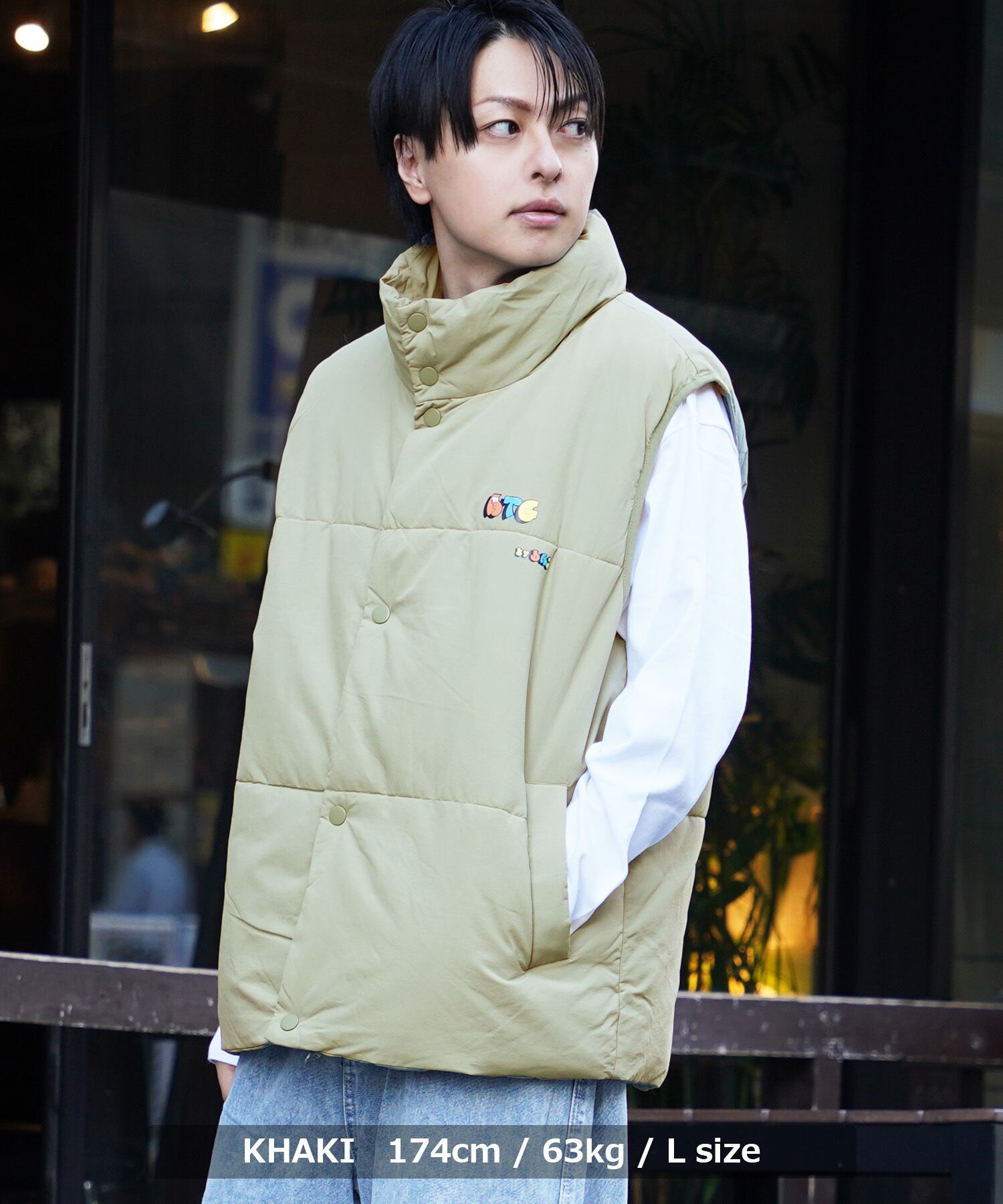 トラックジャケット 人気☆ベロア素材 ワッペンロゴ 襟袖リブ 大きめサイズ L
