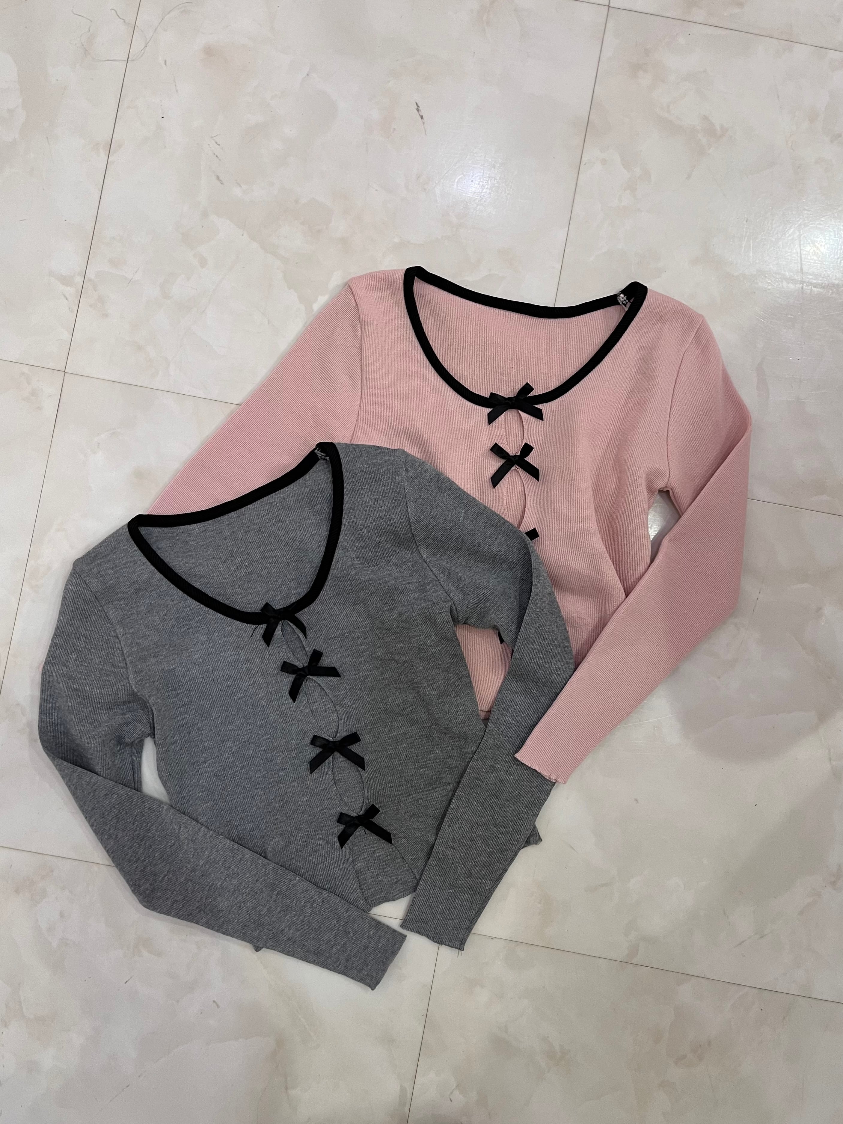 【LAST1】bi color ribbon knit-gray